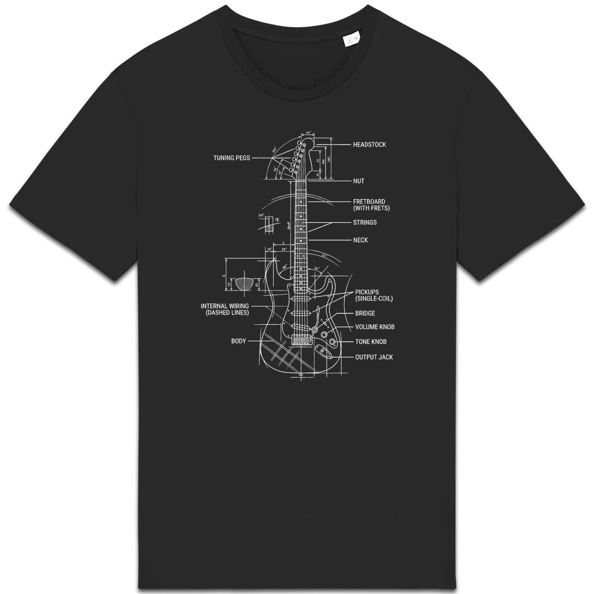 T-shirt Unisexe épais - Design élégant de guitare - face_0